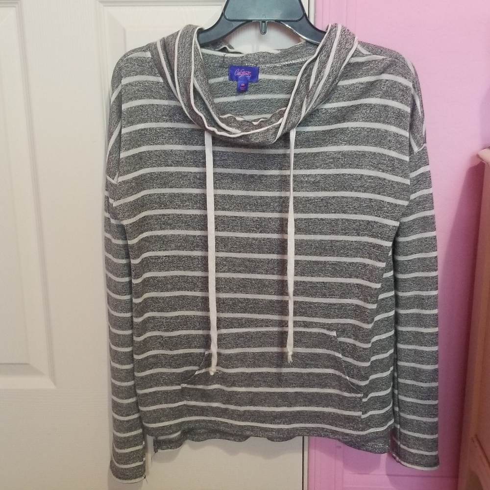 City Streets Cowel Neck Striped Sweater